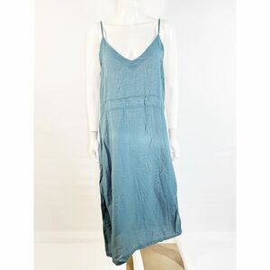 Lacausa Teal Midi Dress Size M Casual Classic Summer Beach Lightweight V-Neck